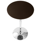 Adjustable Bar Table - Chrome, Brown Wood