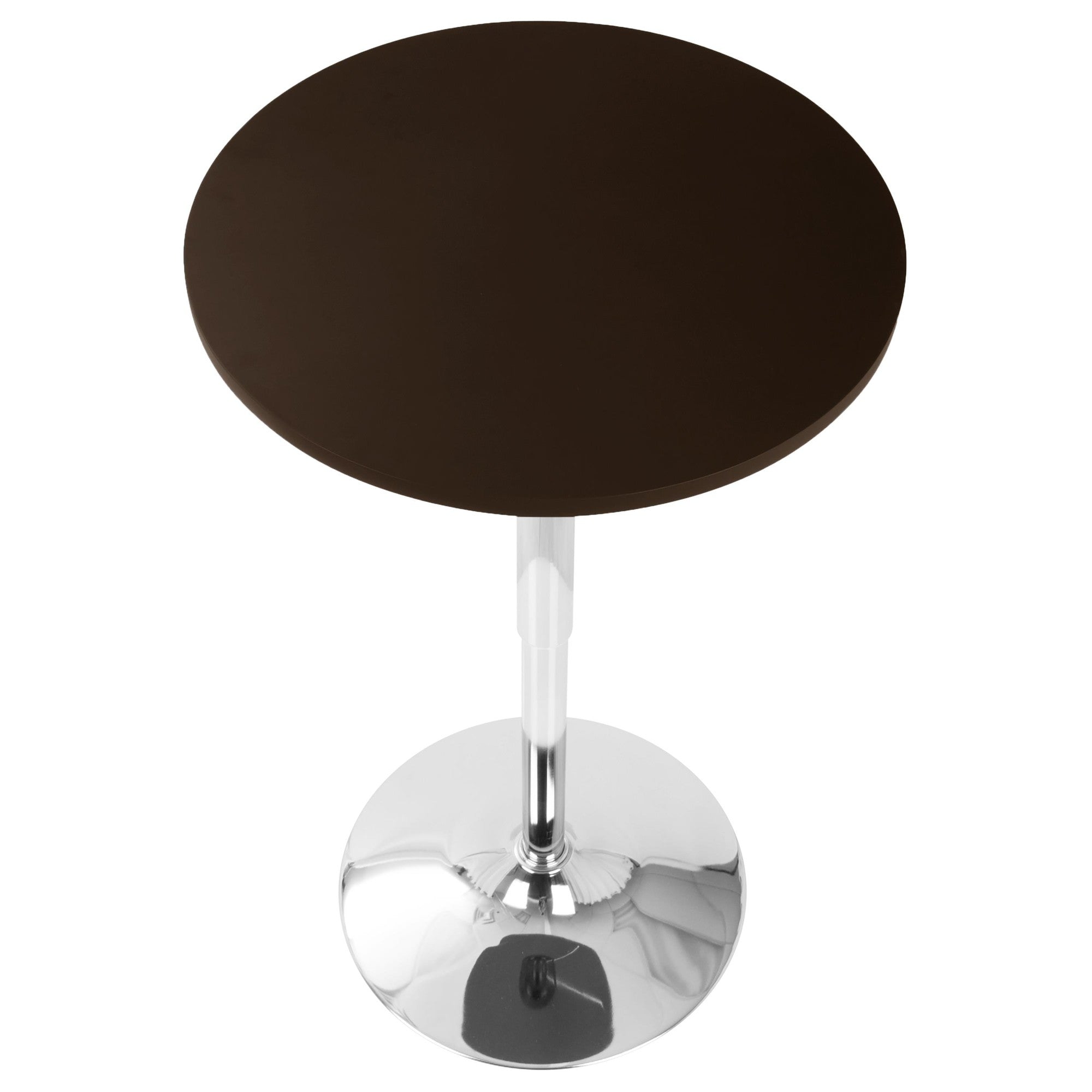 Adjustable Bar Table - Chrome, Brown Wood