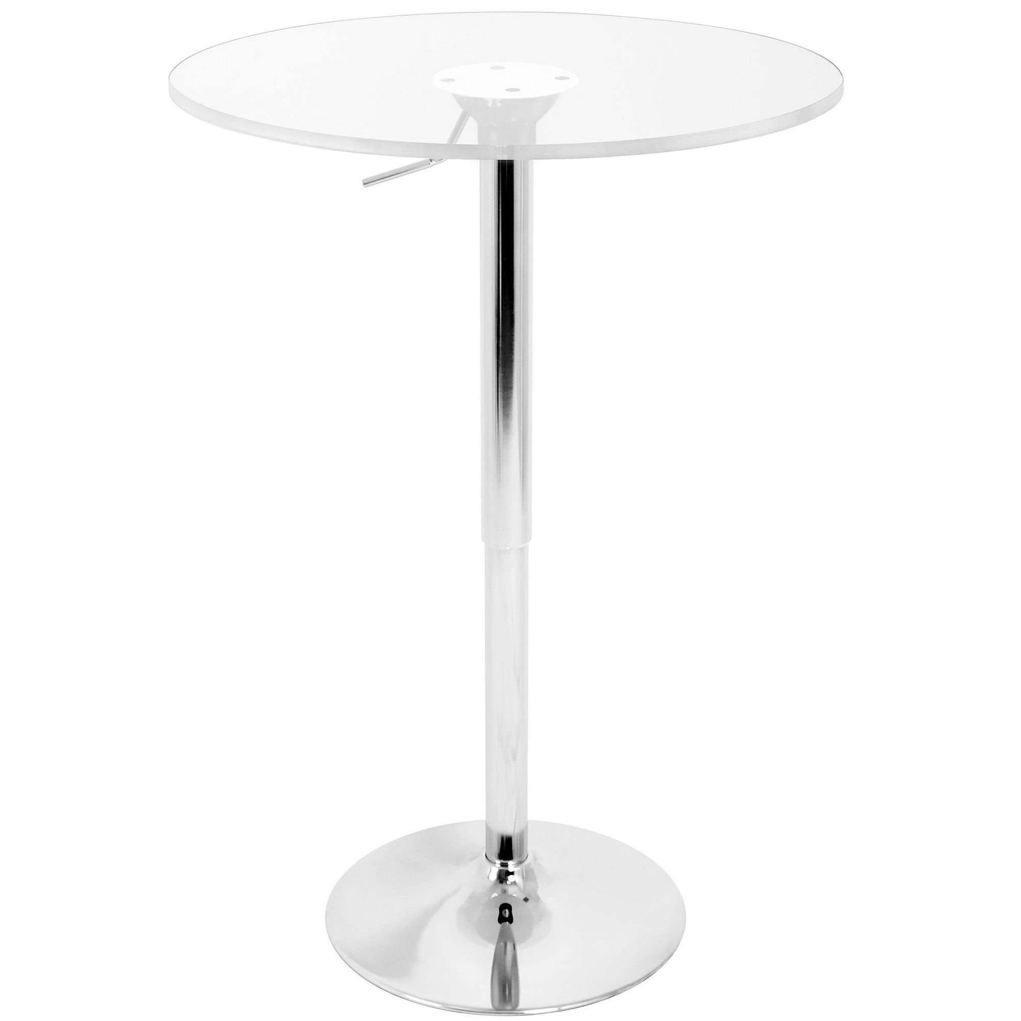 Adjustable Bar Table - Chrome, Clear Acrylic