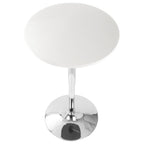 Adjustable Bar Table - Chrome, White Wood