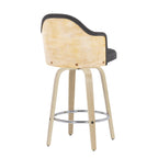 Ahoy 26" Fixed-Height Counter Stool - Set of 2 - Natural Bamboo, Charcoal Fabric, Chrome