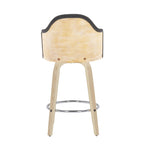 Ahoy 26" Fixed-Height Counter Stool - Set of 2 - Natural Bamboo, Charcoal Fabric, Chrome