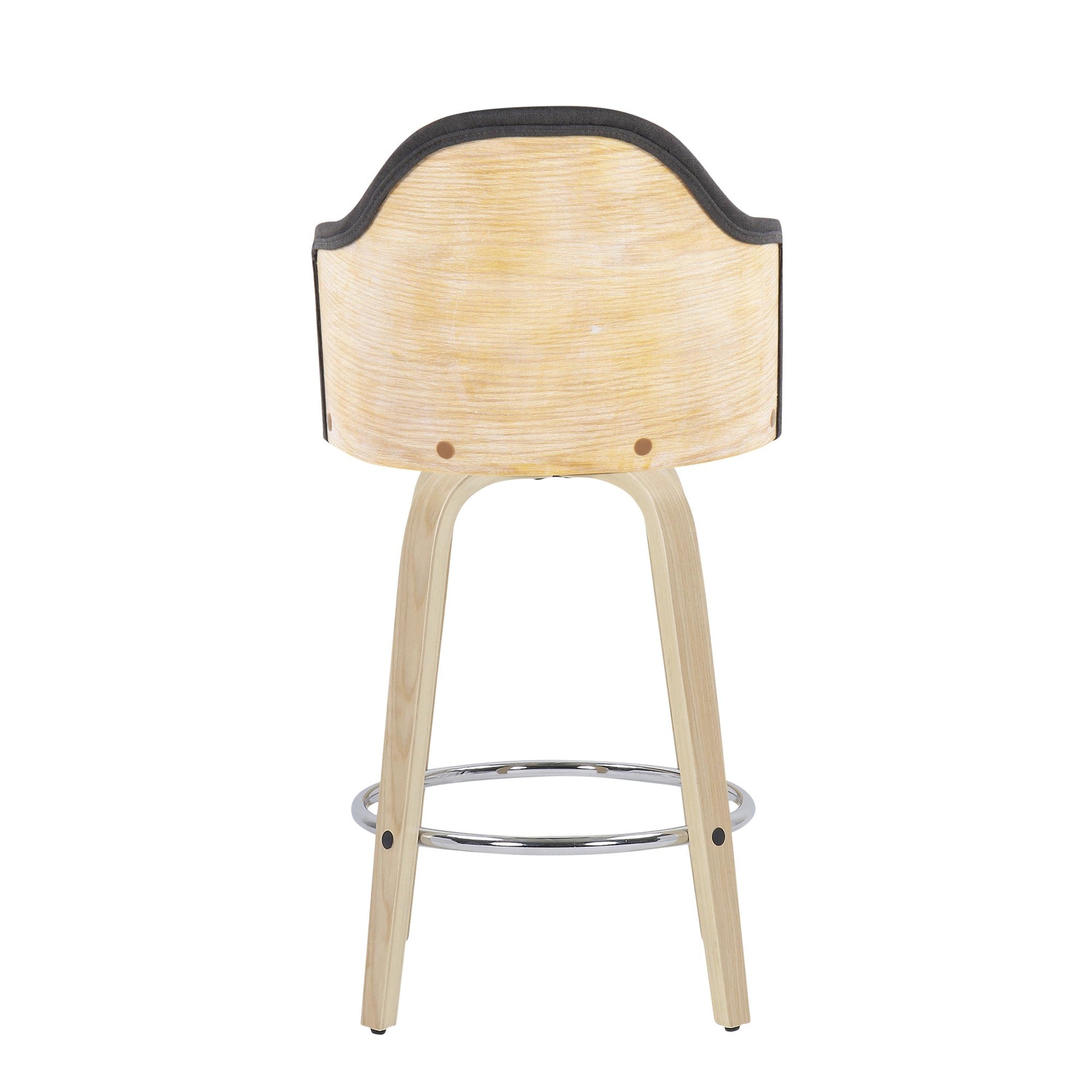 Ahoy 26" Fixed-Height Counter Stool - Set of 2 - Natural Bamboo, Charcoal Fabric, Chrome