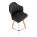 Ahoy 26" Fixed-Height Counter Stool - Set of 2 - Natural Bamboo, Charcoal Fabric, Chrome
