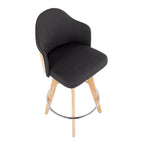 Ahoy 26" Fixed-Height Counter Stool - Set of 2 - Natural Bamboo, Charcoal Fabric, Chrome