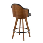 Ahoy 26" Fixed-Height Counter Stool - Walnut Bamboo, Black PU, Black Metal, Brass Metal