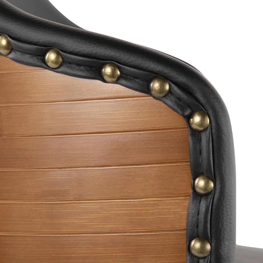 Ahoy 26" Fixed-Height Counter Stool - Walnut Bamboo, Black PU, Black Metal, Brass Metal