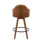 Ahoy 26" Fixed-Height Counter Stool - Walnut Bamboo, Cream PU, Black Metal, Brass Metal