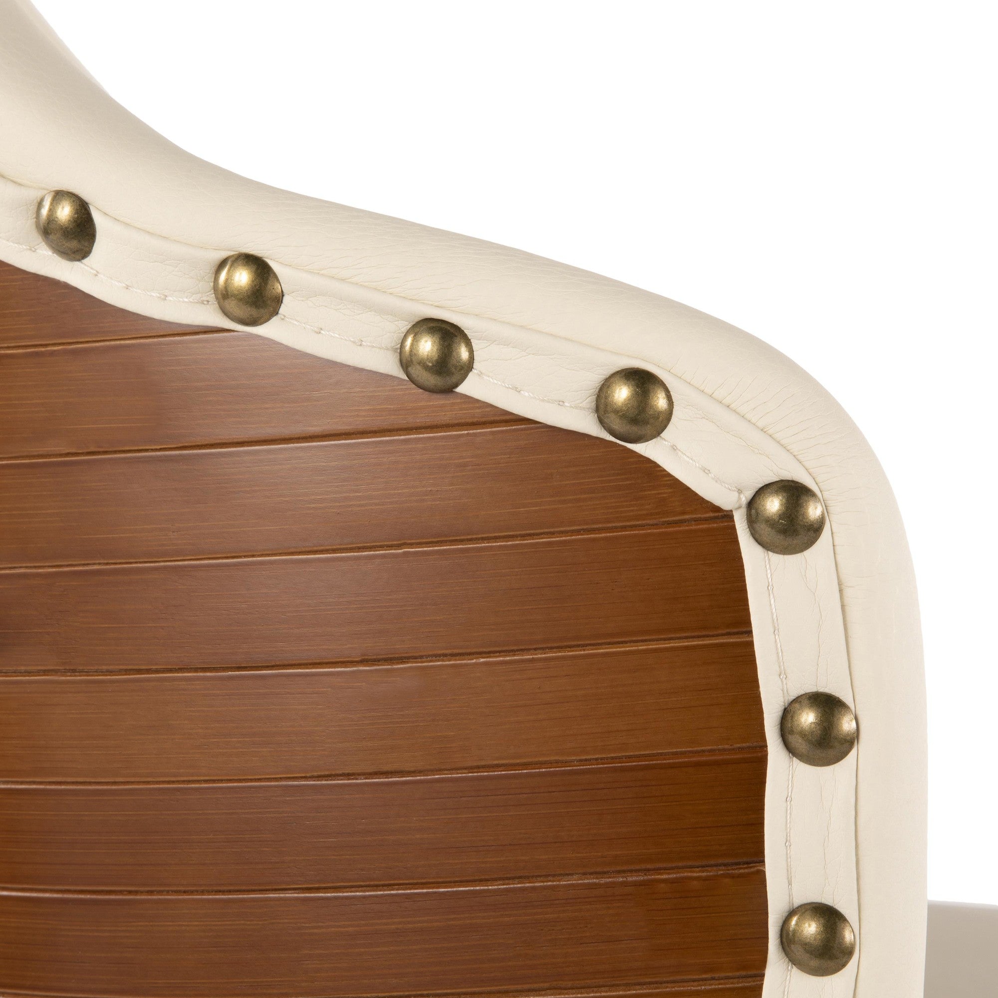 Ahoy 26" Fixed-Height Counter Stool - Walnut Bamboo, Cream PU, Black Metal, Brass Metal