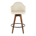 Ahoy 26" Fixed-Height Counter Stool - Walnut Bamboo, Cream PU, Black Metal, Brass Metal