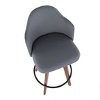 Ahoy 26" Fixed-Height Counter Stool - Walnut Bamboo, Grey PU, Black Metal, Brass Metal