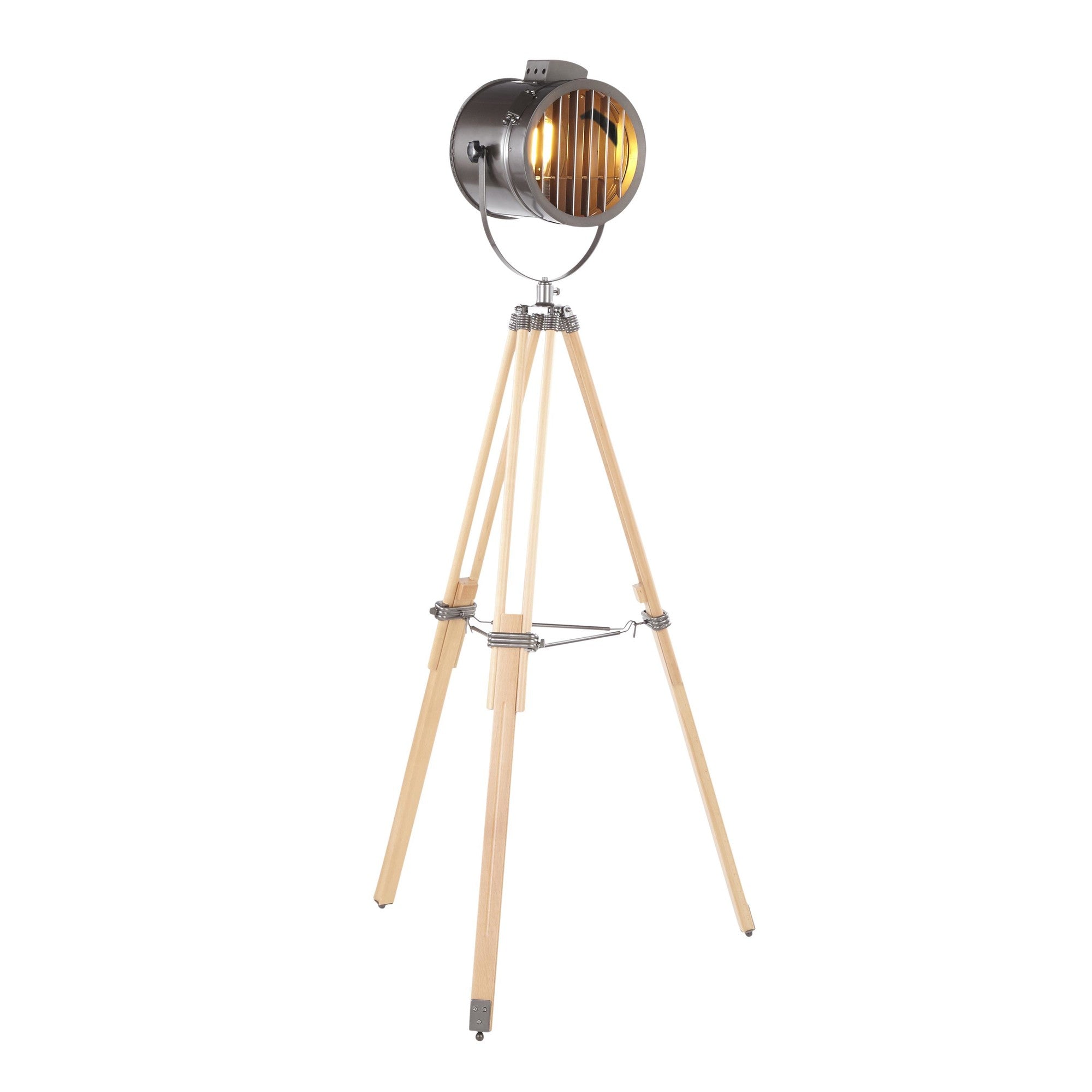 Ahoy Floor Lamp - Natural Wood, Antique Metal