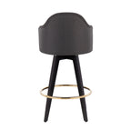 Ahoy 26" Fixed-Height Counter Stool - Set of 2 - Black Wood, Chrome, Charcoal Fabric