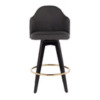 Ahoy 26" Fixed-Height Counter Stool - Set of 2 - Black Wood, Chrome, Charcoal Fabric