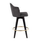 Ahoy 26" Fixed-Height Counter Stool - Set of 2 - Black Wood, Chrome, Charcoal Fabric