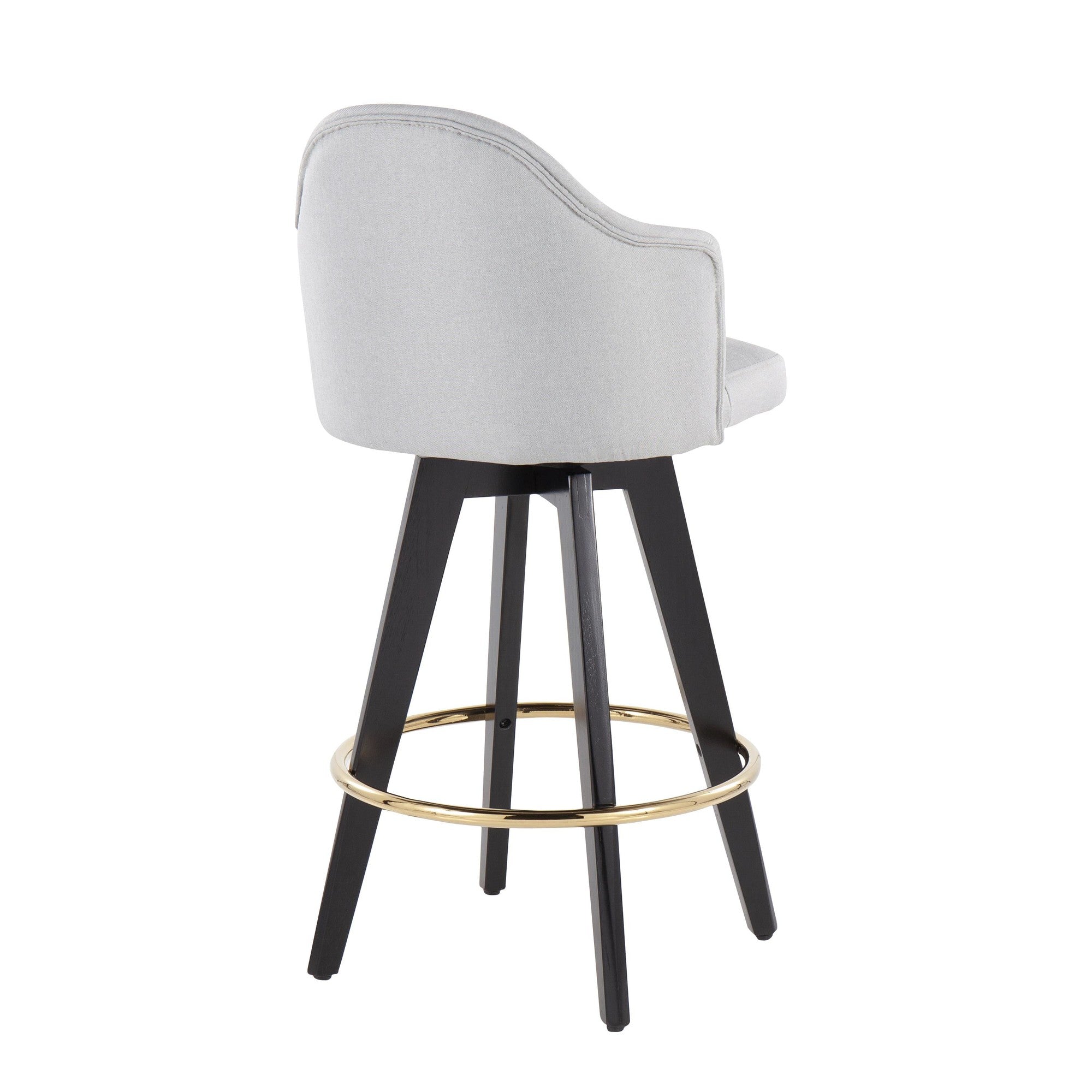 Ahoy 26" Fixed-Height Counter Stool - Set of 2 - Black Wood, Chrome, Light Grey Fabric