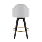 Ahoy 26" Fixed-Height Counter Stool - Set of 2 - Black Wood, Chrome, Light Grey Fabric