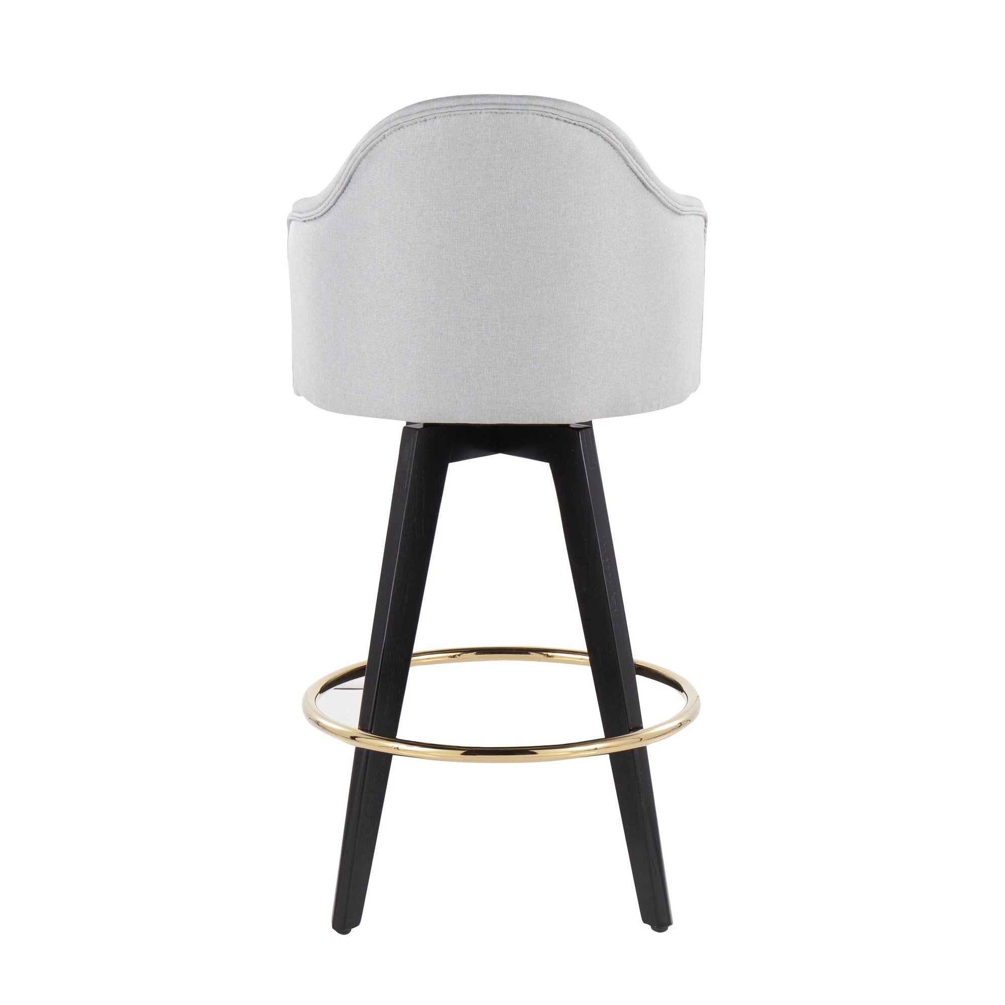 Ahoy 26" Fixed-Height Counter Stool - Set of 2 - Black Wood, Chrome, Light Grey Fabric