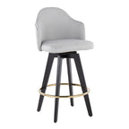 Ahoy 26" Fixed-Height Counter Stool - Set of 2 - Black Wood, Chrome, Light Grey Fabric