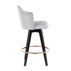 Ahoy 26" Fixed-Height Counter Stool - Set of 2 - Black Wood, Chrome, Light Grey Fabric