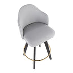 Ahoy 26" Fixed-Height Counter Stool - Set of 2 - Black Wood, Chrome, Light Grey Fabric