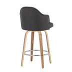 Ahoy 26" Fixed-Height Counter Stool - Set of 2 - Zebra Wood, Chrome, Charcoal Fabric