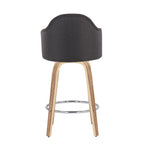 Ahoy 26" Fixed-Height Counter Stool - Set of 2 - Zebra Wood, Chrome, Charcoal Fabric