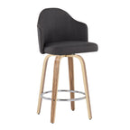 Ahoy 26" Fixed-Height Counter Stool - Set of 2 - Zebra Wood, Chrome, Charcoal Fabric