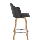 Ahoy 26" Fixed-Height Counter Stool - Set of 2 - Zebra Wood, Chrome, Charcoal Fabric
