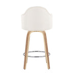 Ahoy 26" Fixed-Height Counter Stool - Set of 2 - Zebra Wood, Chrome, Cream Fabric