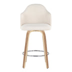 Ahoy 26" Fixed-Height Counter Stool - Set of 2 - Zebra Wood, Chrome, Cream Fabric
