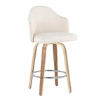 Ahoy 26" Fixed-Height Counter Stool - Set of 2 - Zebra Wood, Chrome, Cream Fabric