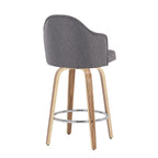 Ahoy 26" Fixed-Height Counter Stool - Set of 2 - Zebra Wood, Chrome, Grey Fabric