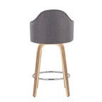 Ahoy 26" Fixed-Height Counter Stool - Set of 2 - Zebra Wood, Chrome, Grey Fabric