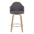 Ahoy 26" Fixed-Height Counter Stool - Set of 2 - Zebra Wood, Chrome, Grey Fabric