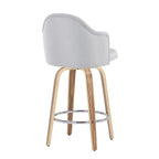 Ahoy 26" Fixed-Height Counter Stool - Set of 2 - Zebra Wood, Chrome, Light Grey Fabric