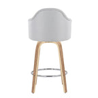 Ahoy 26" Fixed-Height Counter Stool - Set of 2 - Zebra Wood, Chrome, Light Grey Fabric