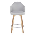 Ahoy 26" Fixed-Height Counter Stool - Set of 2 - Zebra Wood, Chrome, Light Grey Fabric