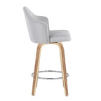 Ahoy 26" Fixed-Height Counter Stool - Set of 2 - Zebra Wood, Chrome, Light Grey Fabric