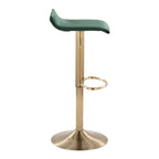 Ale Adjustable Barstool - Set of 2 - Gold Brushed Metal, Green Velvet