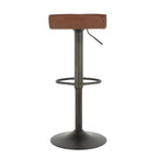 Ale Adjustable Barstool - Set of 2 - Antique Metal, Brown PU