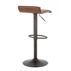 Ale Adjustable Barstool - Set of 2 - Antique Metal, Brown PU