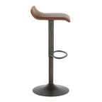 Ale Adjustable Barstool - Set of 2 - Antique Metal, Brown PU