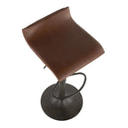 Ale Adjustable Barstool - Set of 2 - Antique Metal, Brown PU