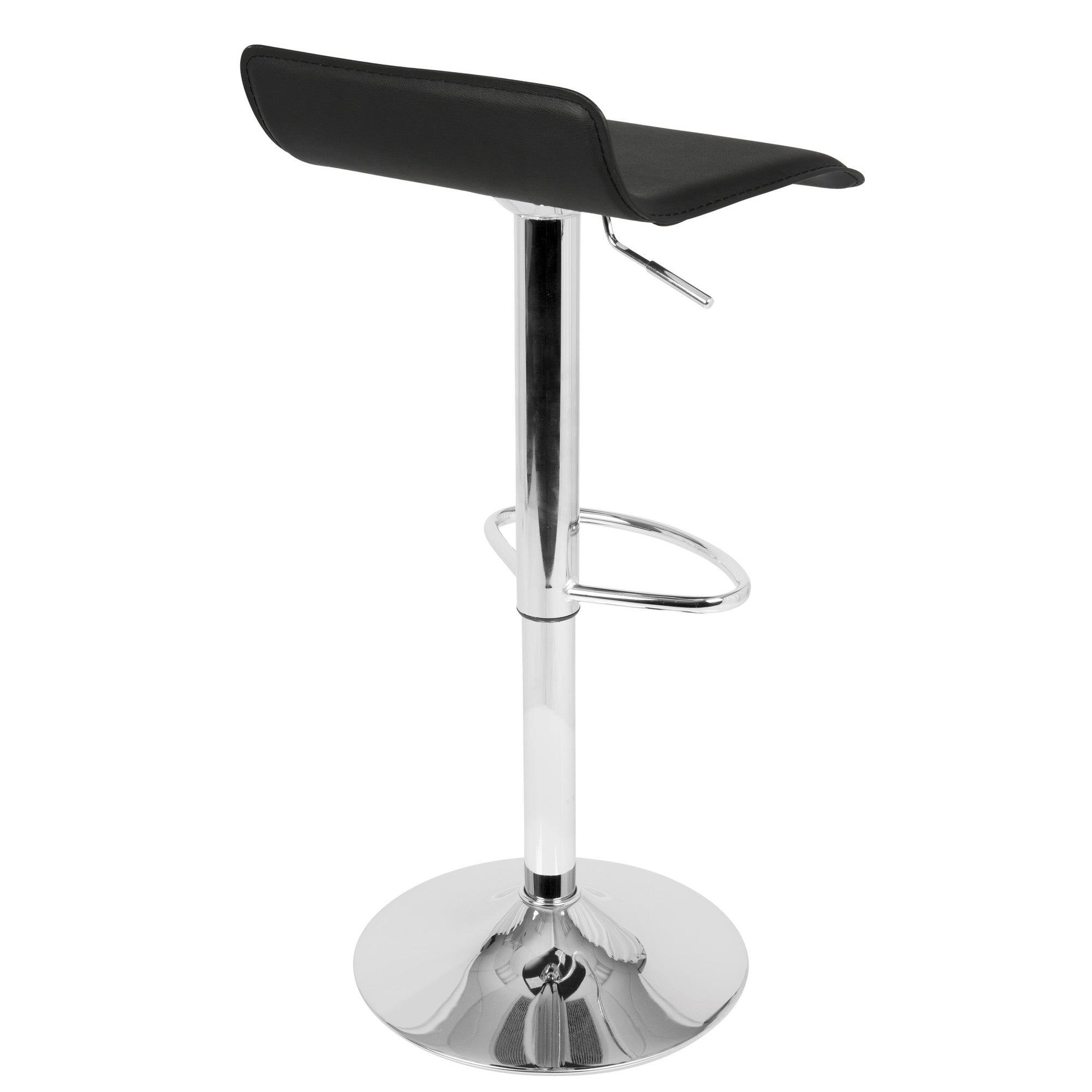 Ale Adjustable Barstool - Set of 2 - Chrome Metal, Black Pvc