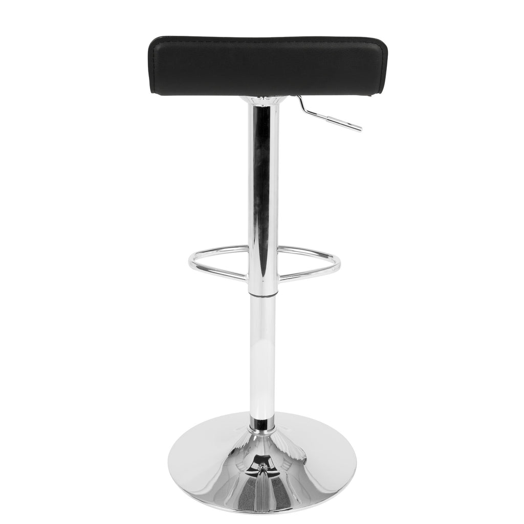 Ale Adjustable Barstool - Set of 2 - Chrome Metal, Black Pvc