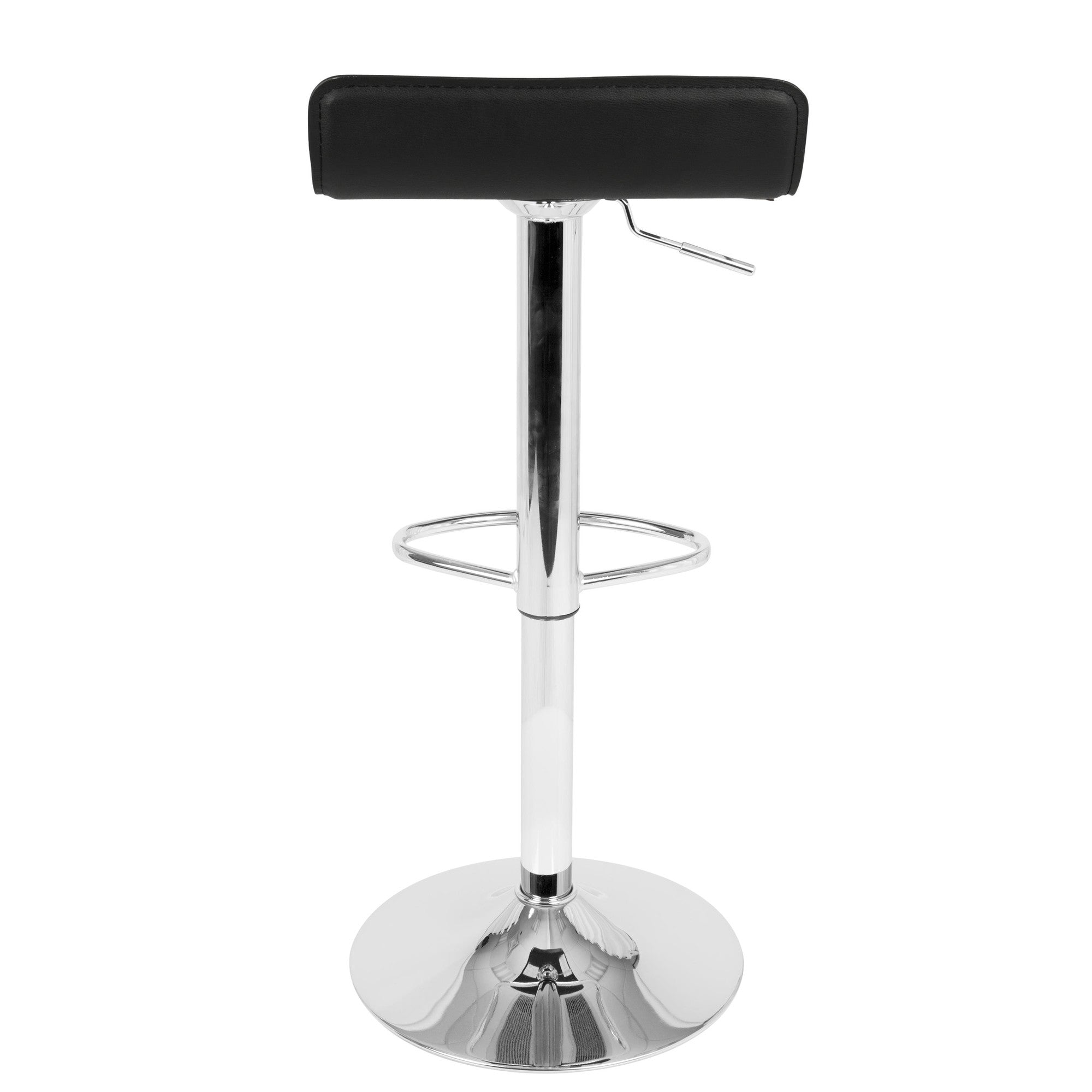 Ale Adjustable Barstool - Set of 2 - Chrome Metal, Black Pvc