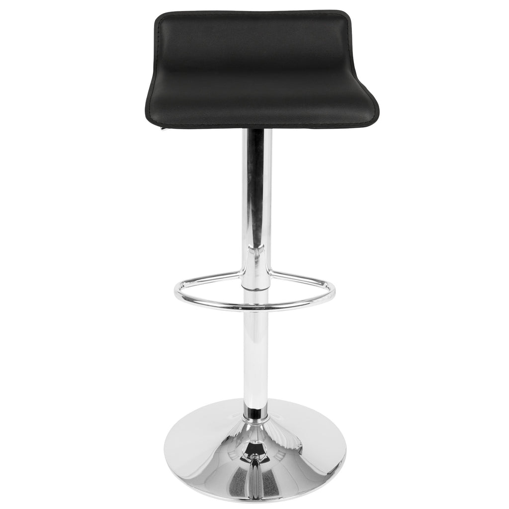 Ale Adjustable Barstool - Set of 2 - Chrome Metal, Black Pvc