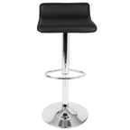 Ale Adjustable Barstool - Set of 2 - Chrome Metal, Black Pvc