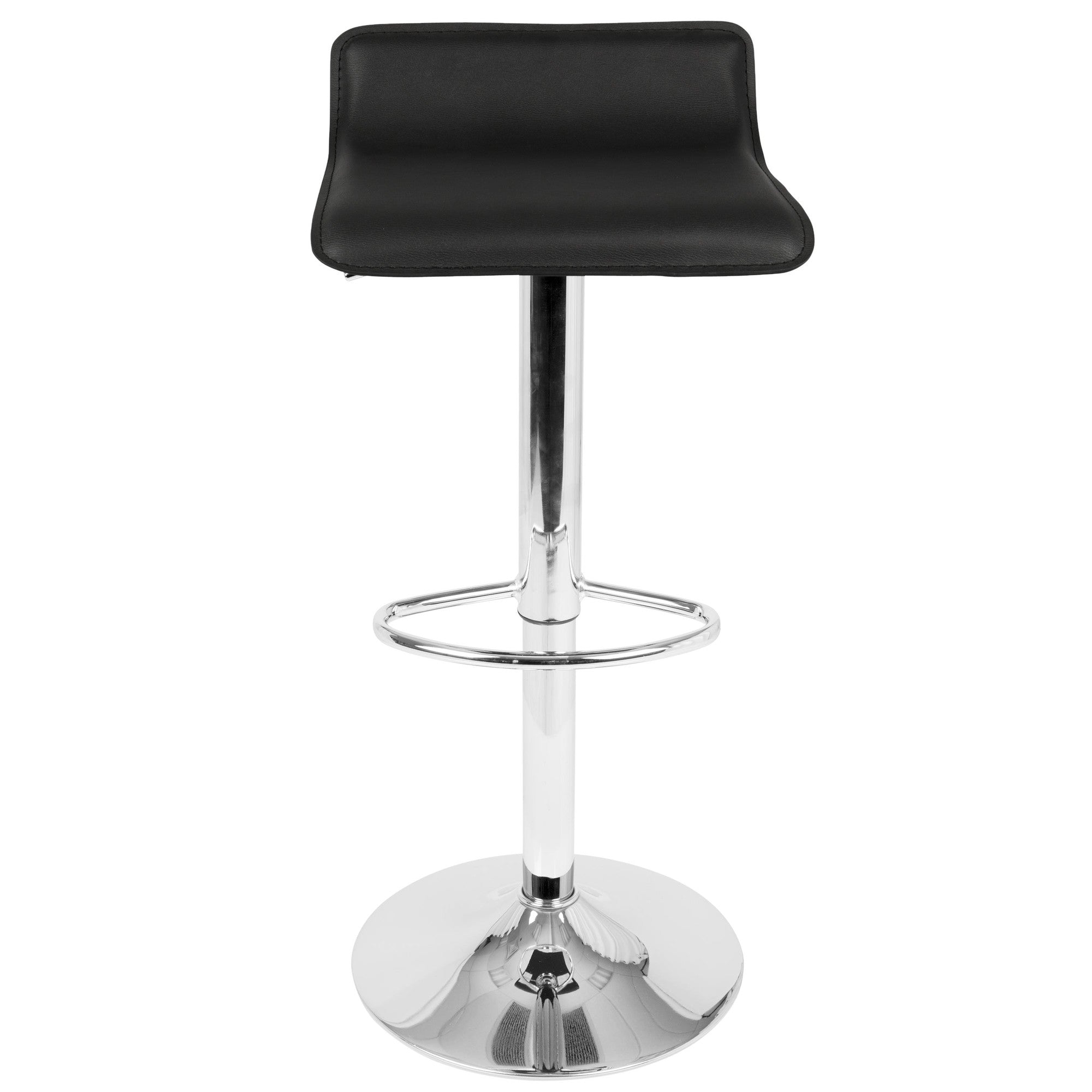 Ale Adjustable Barstool - Set of 2 - Chrome Metal, Black Pvc